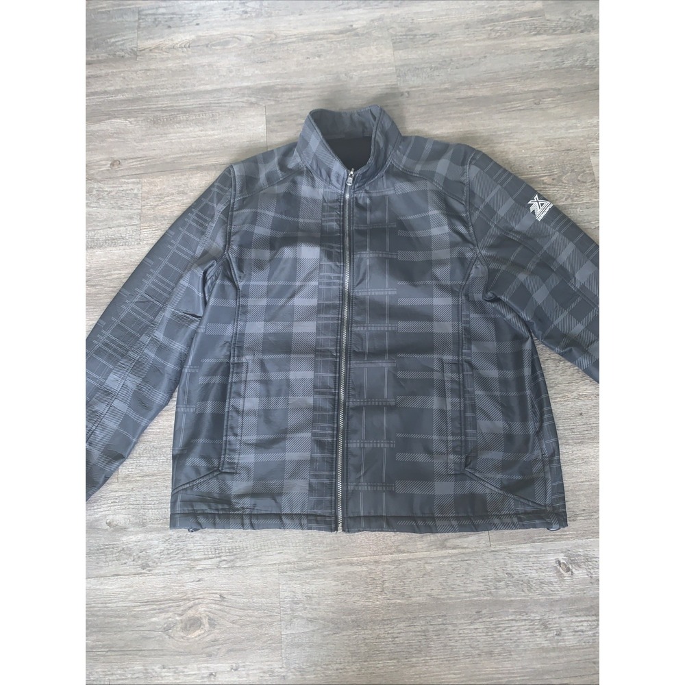 ZeroXposur Jacket Mens XXL Black Gray Plaid Full Zip Lightweight Windbreaker